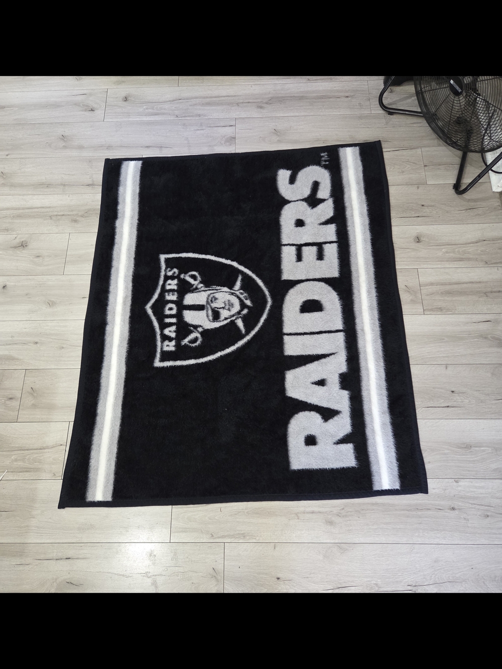Biederlack Oakland Raiders Fleece NFL Football Throw Blanket 48 x 57 Black Grey